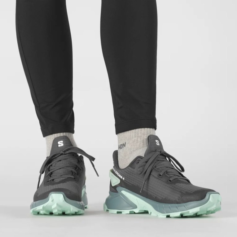 Salomon Alphacross 4 GTX Women's Running Shoes Dark Grey / Mint | CA 67O14
